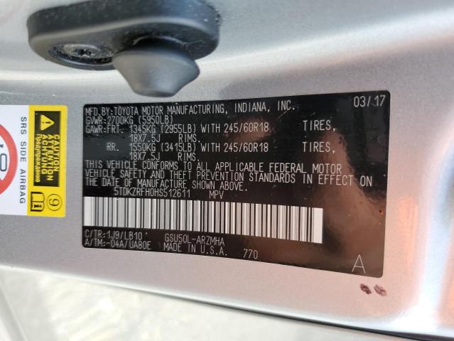 Photo 10 from auction – 2017 TOYOTA HIGHLANDER with VIN 5TDKZRFH0HS512611