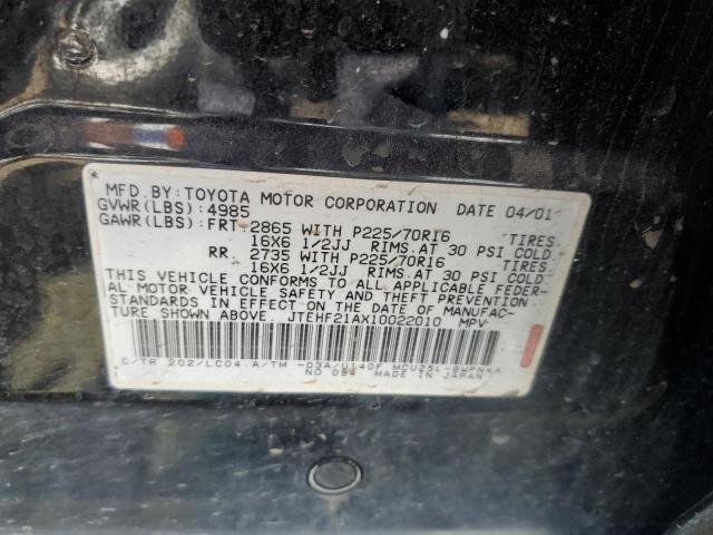 Photo 10 from auction – 2001 TOYOTA HIGHLANDER with VIN JTEHF21AX10022010