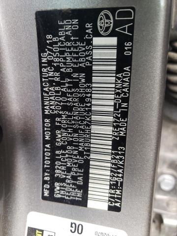 Photo 10 from auction – 2019 TOYOTA COROLLA L with VIN 2T1BURHE7KC149483