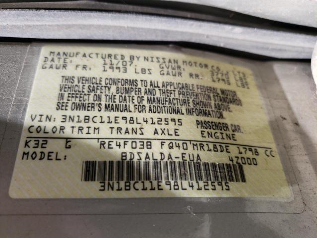 Photo 10 from auction – 2008 NISSAN VERSA S with VIN 3N1BC11E98L412595
