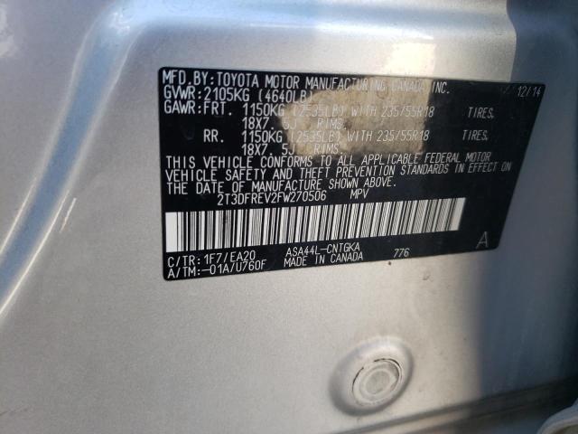 Photo 10 from auction – 2015 TOYOTA RAV4 LIMIT with VIN 2T3DFREV2FW270506