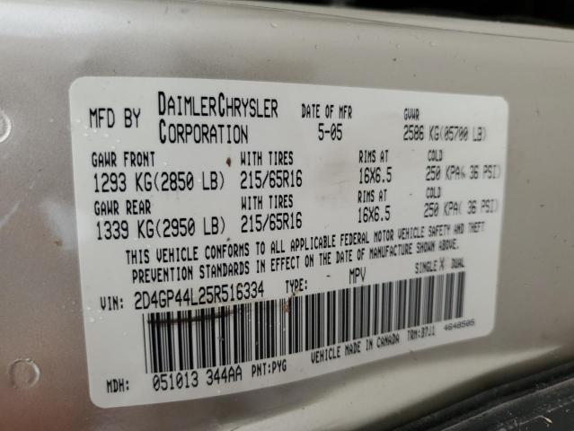 Photo 10 from auction – 2005 DODGE GRAND CARA with VIN 2D4GP44L25R516334