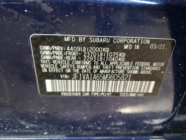 Photo 10 from auction – 2021 SUBARU WRX with VIN JF1VA1A65M9805821