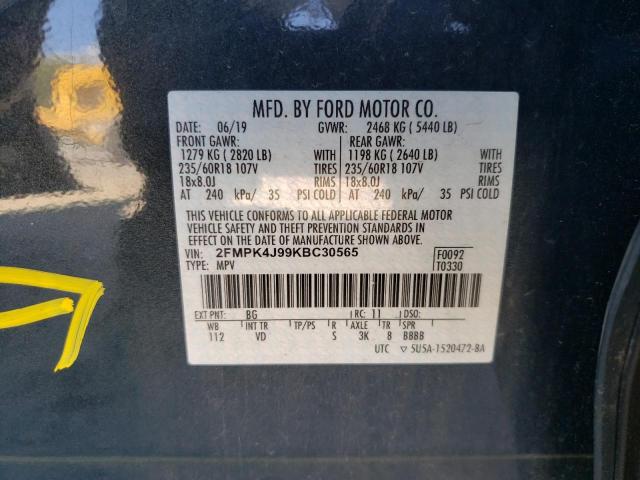 Photo 10 from auction – 2019 FORD EDGE SEL with VIN 2FMPK4J99KBC30565