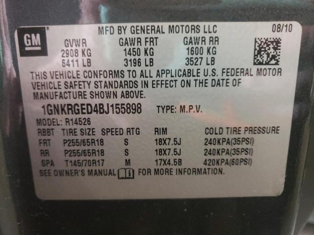 Photo 10 from auction – 2011 CHEVROLET TRAVERSE L with VIN 1GNKRGED4BJ155898