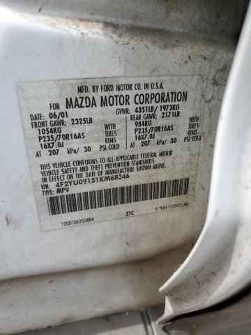 Photo 10 from auction – 2001 MAZDA TRIBUTE LX with VIN 4F2YU09151KM68346