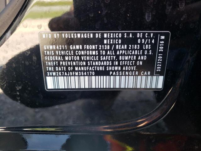 Photo 10 from auction – 2015 VOLKSWAGEN JETTA BASE with VIN 3VW2K7AJ9FM354170