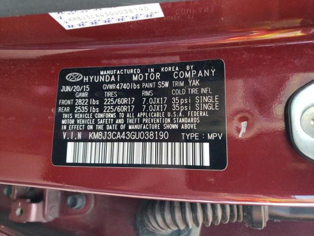 Photo 10 from auction – 2016 HYUNDAI TUCSON LIM with VIN KM8J3CA43GU038190