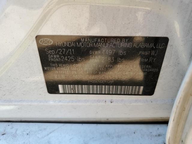 Photo 10 from auction – 2012 HYUNDAI SONATA SE with VIN 5NPEC4AB9CH383352