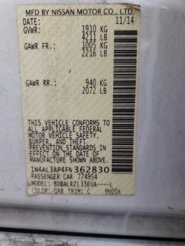Photo 10 from auction – 2015 NISSAN ALTIMA 2.5 with VIN 1N4AL3AP4FN362830