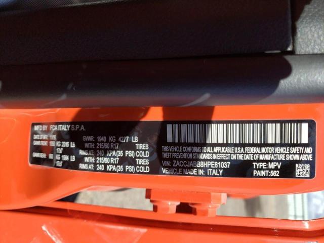 Photo 10 from auction – 2017 JEEP RENEGADE L with VIN ZACCJABB8HPE81037
