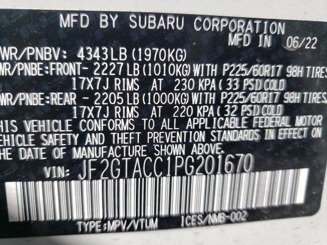 Photo 10 from auction – 2023 SUBARU CROSSTREK with VIN JF2GTACC1PG201670