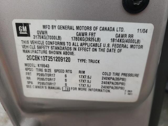 Photo 10 from auction – 2005 CHEVROLET SILVERADO with VIN 2GCEK13T251209120
