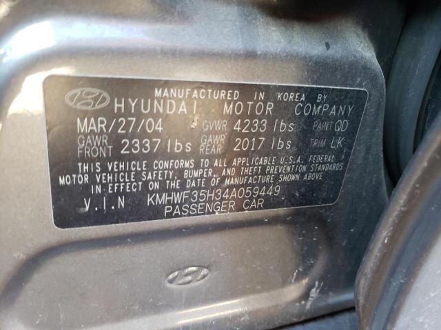 Photo 10 from auction – 2004 HYUNDAI SONATA GLS with VIN KMHWF35H34A059449