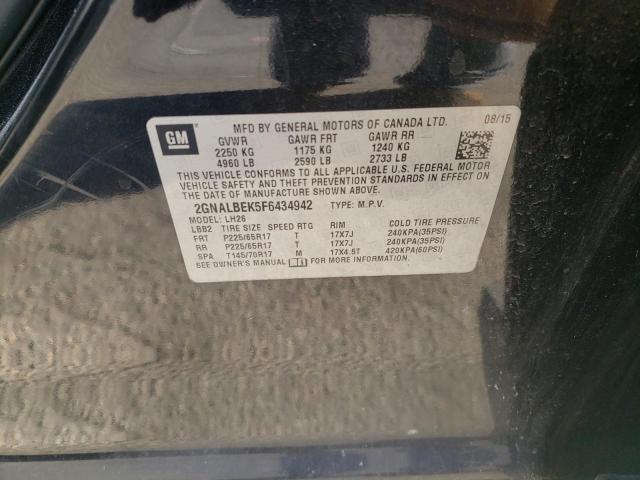 Photo 10 from auction – 2015 CHEVROLET EQUINOX LT with VIN 2GNALBEK5F6434942