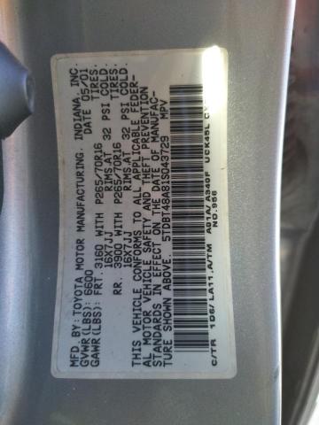 Photo 10 from auction – 2001 TOYOTA SEQUOIA LI with VIN 5TDBT48A81S043729