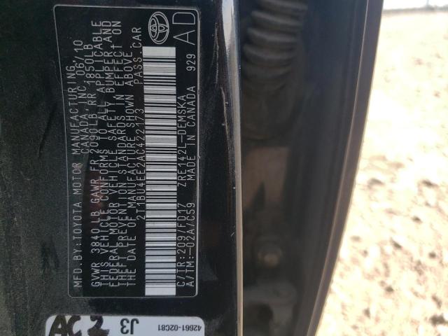 Photo 10 from auction – 2010 TOYOTA COROLLA BA with VIN 2T1BU4EE2AC422173