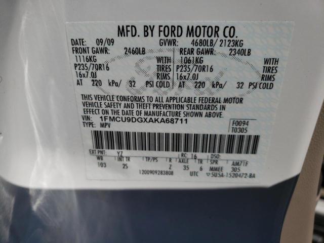 Photo 10 from auction – 2010 FORD ESCAPE XLT with VIN 1FMCU9DGXAKA68711