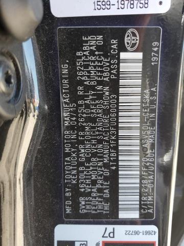Photo 10 from auction – 2015 TOYOTA CAMRY LE with VIN 4T1BF1FK3FU060003