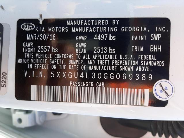 Photo 10 from auction – 2016 KIA OPTIMA EX with VIN 5XXGU4L30GG069389