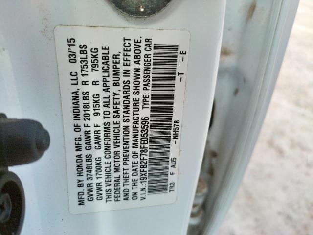 Photo 10 from auction – 2015 HONDA CIVIC with VIN 19XFB2F78FE053596