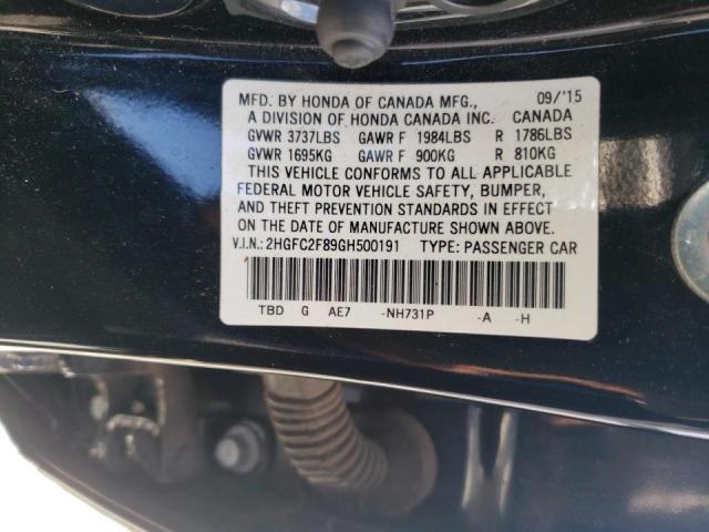 Photo 10 from auction – 2016 HONDA CIVIC EX with VIN 2HGFC2F89GH500191