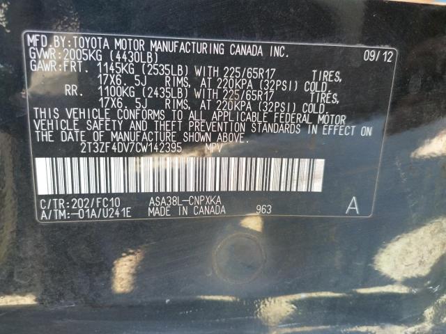 Photo 10 from auction – 2012 TOYOTA RAV4 with VIN 2T3ZF4DV7CW142395