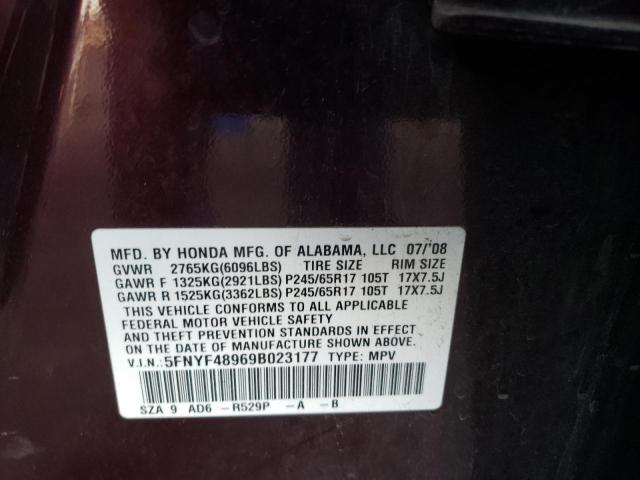 Photo 10 from auction – 2009 HONDA PILOT TOUR with VIN 5FNYF48969B023177
