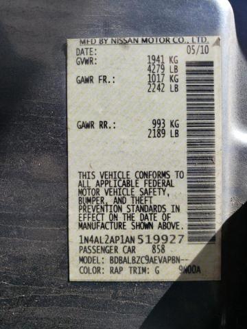 Photo 10 from auction – 2010 NISSAN ALTIMA BAS with VIN 1N4AL2AP1AN519927