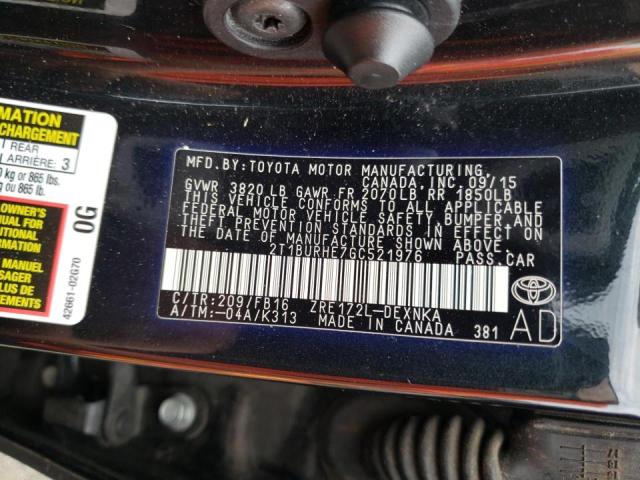 Photo 10 from auction – 2016 TOYOTA COROLLA L with VIN 2T1BURHE7GC521976