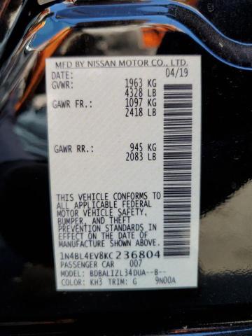 Photo 10 from auction – 2019 NISSAN ALTIMA SL with VIN 1N4BL4EV8KC236804