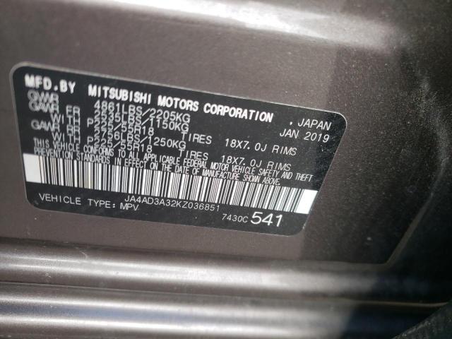 Photo 10 from auction – 2019 MITSUBISHI OUTLANDER with VIN JA4AD3A32KZ036851