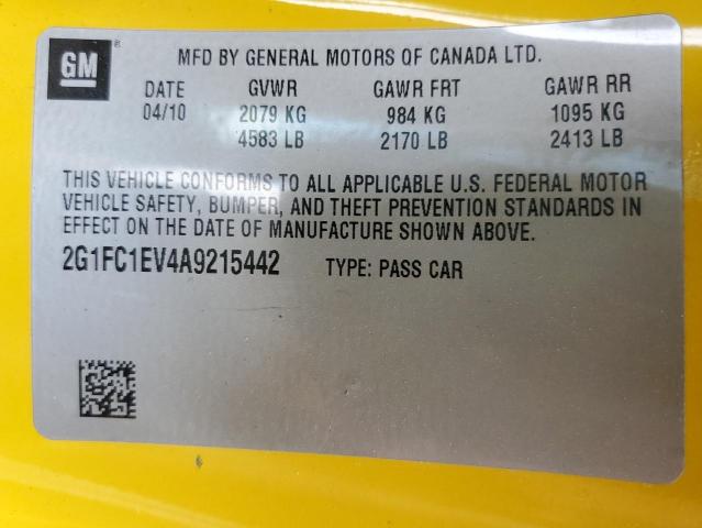 Photo 10 from auction – 2010 CHEVROLET CAMARO with VIN 2G1FC1EV4A9215442