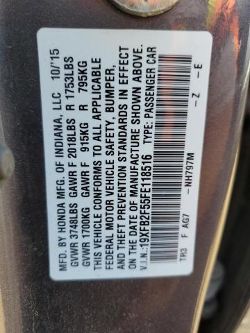 Photo 10 from auction – 2015 HONDA CIVIC LX with VIN 19XFB2F55FE118516