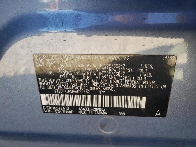 Photo 10 from auction – 2010 TOYOTA RAV4 LIMIT with VIN 2T3DF4DV3AW032452