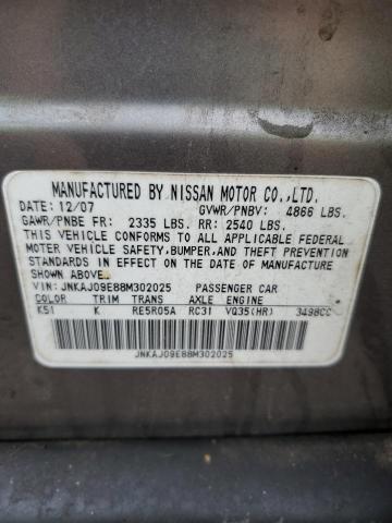 Photo 10 from auction – 2008 INFINITI EX35 BASE with VIN JNKAJ09E88M302025