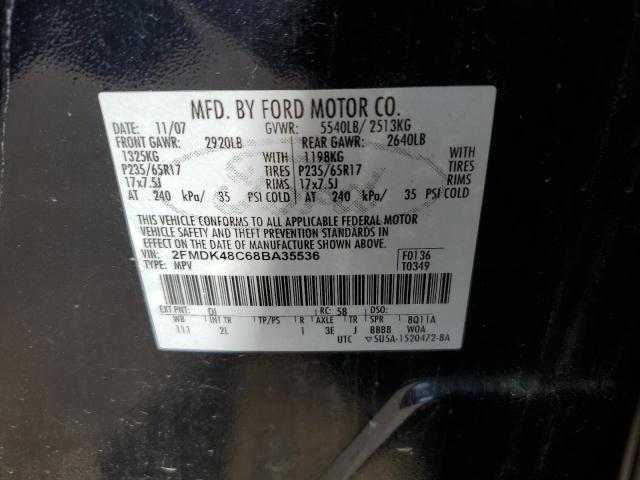 Photo 10 from auction – 2008 FORD EDGE SEL with VIN 2FMDK48C68BA35536