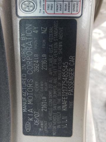 Photo 10 from auction – 2007 KIA SPECTRA EX with VIN KNAFE121775485545
