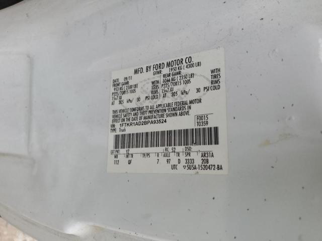 Photo 10 from auction – 2011 FORD RANGER with VIN 1FTKR1AD2BPA93524