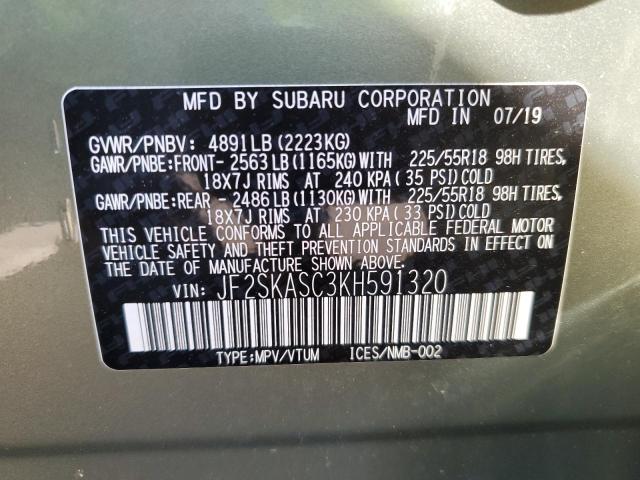 Photo 10 from auction – 2019 SUBARU FORESTER L with VIN JF2SKASC3KH591320