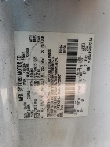Photo 10 from auction – 2010 FORD RANGER with VIN 1FTKR1AD5APA72097