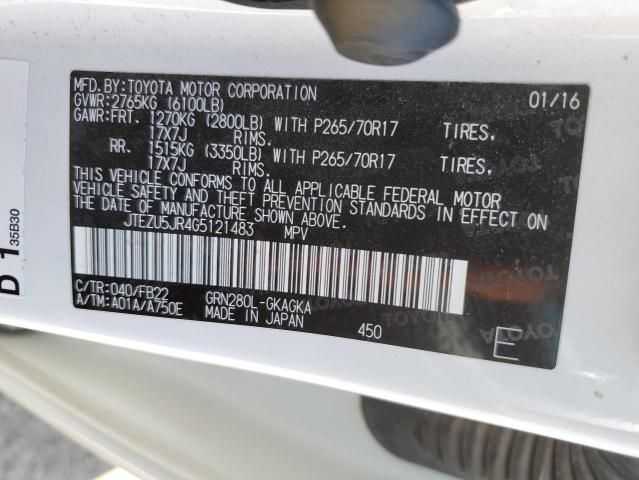 Photo 10 from auction – 2016 TOYOTA 4RUNNER SR with VIN JTEZU5JR4G5121483