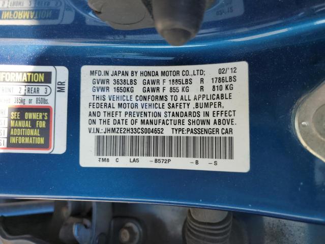 Photo 10 from auction – 2012 HONDA INSIGHT with VIN JHMZE2H33CS004652