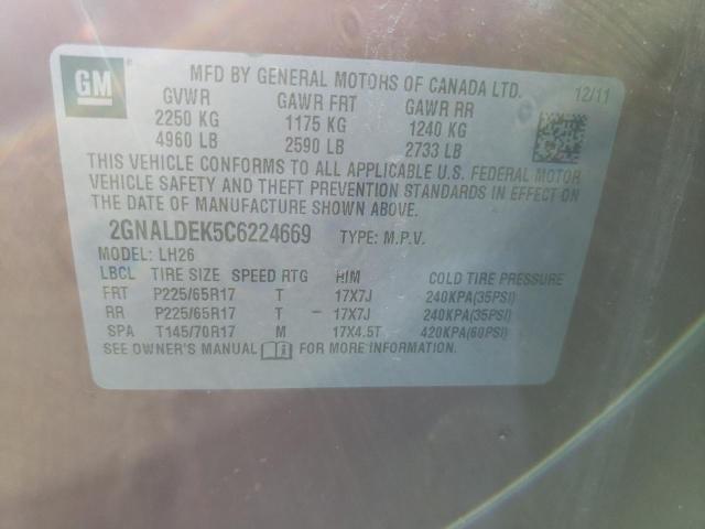 Photo 10 from auction – 2012 CHEVROLET EQUINOX LT with VIN 2GNALDEK5C6224669