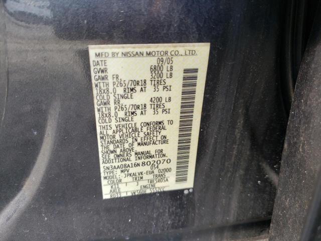 Photo 10 from auction – 2006 INFINITI QX56 with VIN 5N3AA08A16N802070