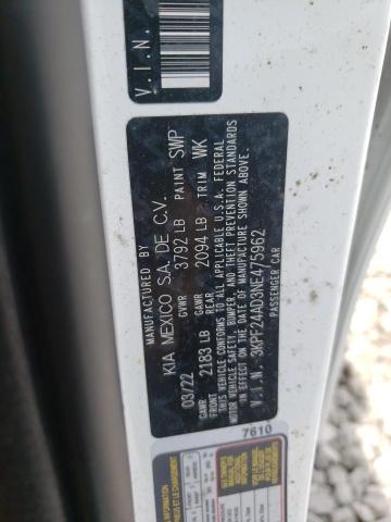 Photo 10 from auction – 2022 KIA FORTE with VIN 3KPF24AD3NE475962