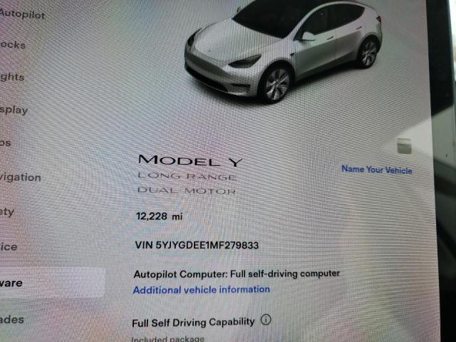 Photo 8 from auction – 2021 TESLA MODEL Y with VIN 5YJYGDEE1MF279833