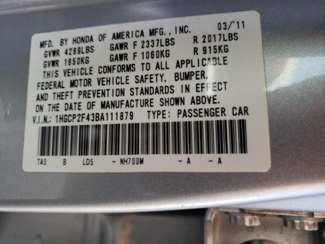 Photo 10 from auction – 2011 HONDA ACCORD LXP with VIN 1HGCP2F43BA111879