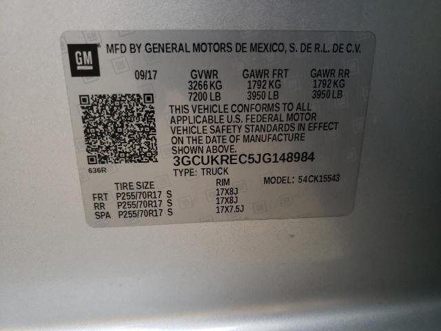 Photo 10 from auction – 2018 CHEVROLET SILVERADO with VIN 3GCUKREC5JG148984