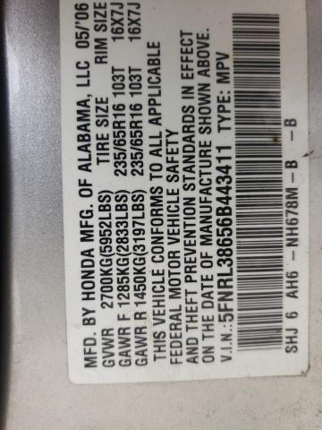 Photo 10 from auction – 2006 HONDA ODYSSEY EX with VIN 5FNRL38656B443411